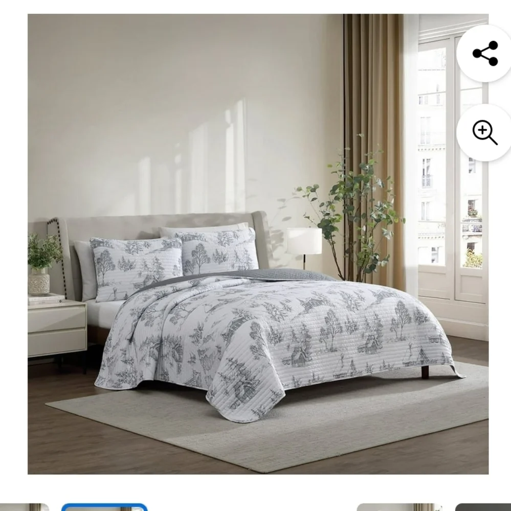 (5)Lenox Holiday winter  Scene Green Toile Quilt Set - Picture 2 of 5
